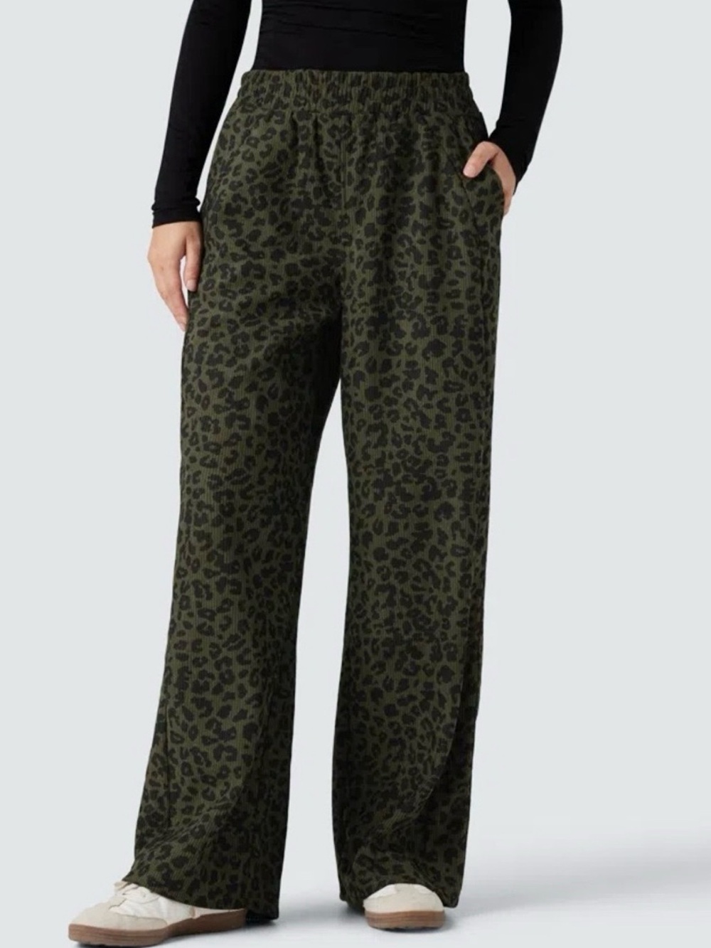 Halara NWT Leopard High Waisted Corduroy Wide Leg Pant